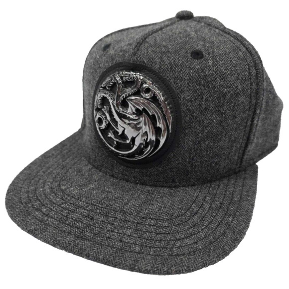 Game of Thrones House Targaryen Metal Crest Adjustable Snapback Flat Bill Hat - Picture 2 of 9